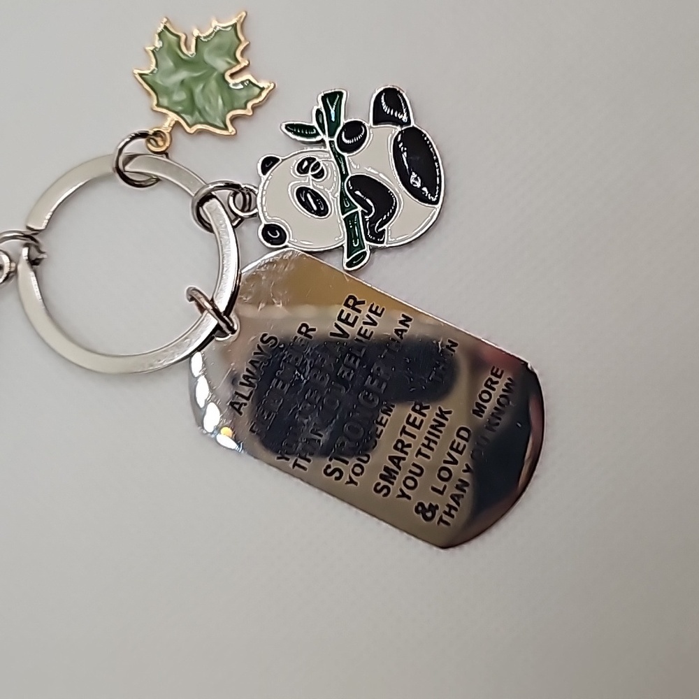 NEW! Panda 🐼 "You Are Braver" Affirmation Enamel Keychain/ Bag 🎒 👜 Charm - Picture 4 of 7